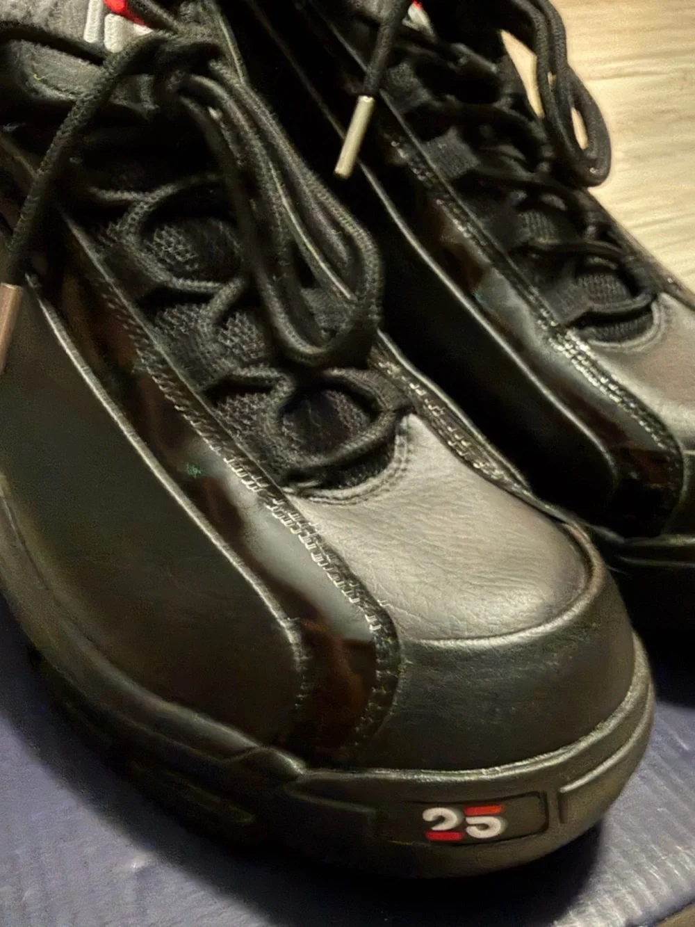 Fila Grant Hill 2 - 25th Anniversary Black High-Top Sneakers with Red Accents - Picture 6 of 9